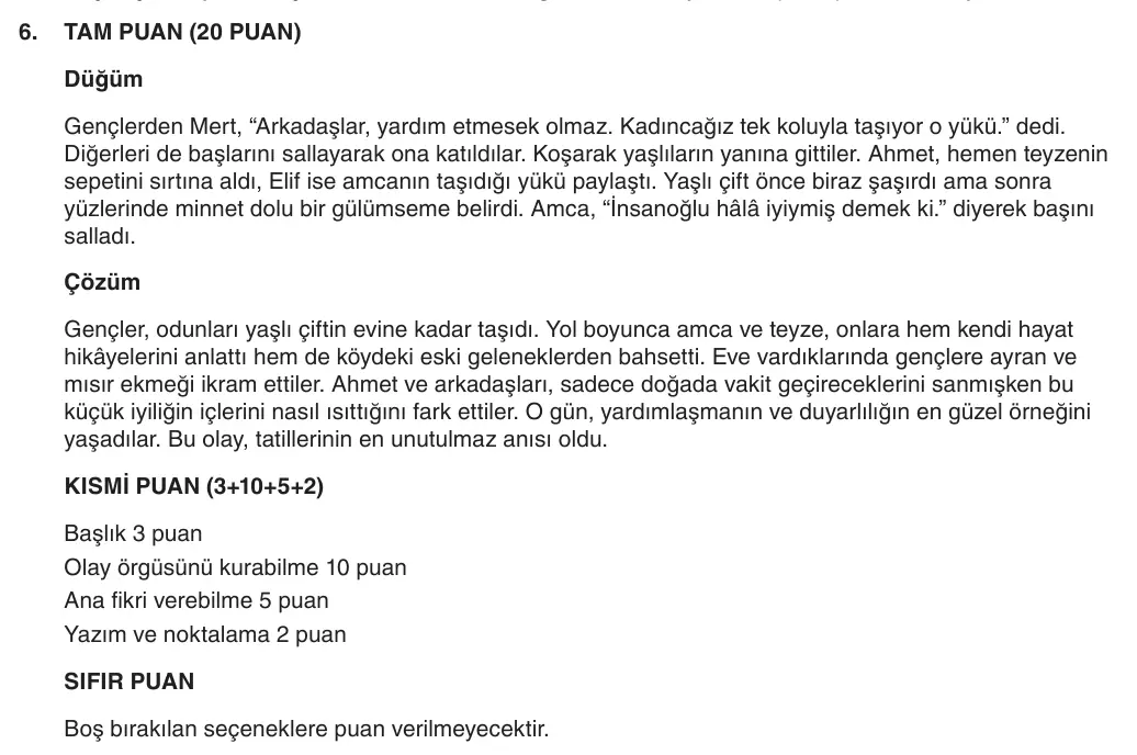 8. Sınıf Türkçe 2025-2026 1. Dönem 1. Yazılı 6. Soru (Yazılıya Hazırlanıyorum) resmi çözüm görseli