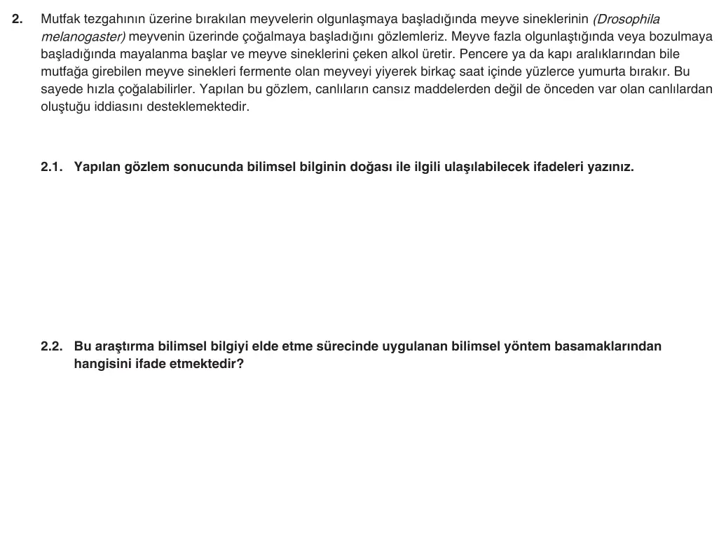 9. Sınıf Biyoloji 2025-2026 1. Dönem 1. Yazılı 2. Soru (Yazılıya Hazırlanıyorum) görseli