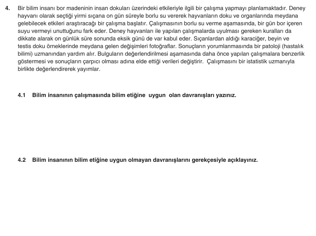 9. Sınıf Biyoloji 2025-2026 1. Dönem 1. Yazılı 4. Soru (Yazılıya Hazırlanıyorum) görseli
