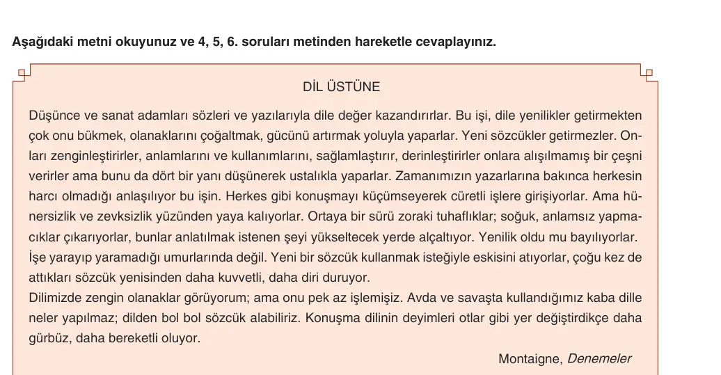 9. Sınıf Türk Dili ve Edebiyatı 2025-2026 1. Dönem 1. Yazılı 3. Soru (Yazılıya Hazırlanıyorum) görseli (2/2)