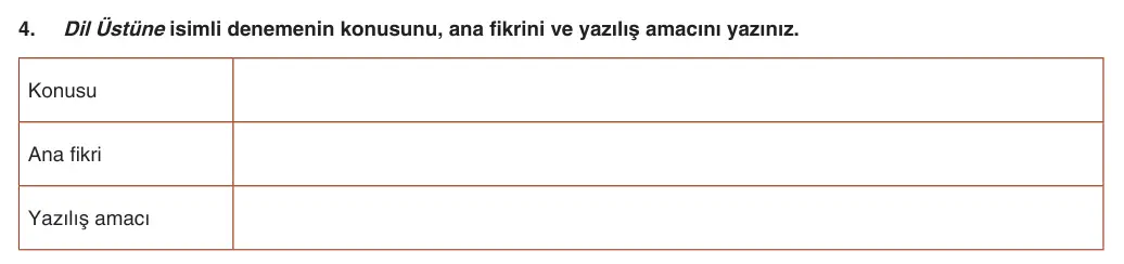 9. Sınıf Türk Dili ve Edebiyatı 2025-2026 1. Dönem 1. Yazılı 4. Soru (Yazılıya Hazırlanıyorum) görseli