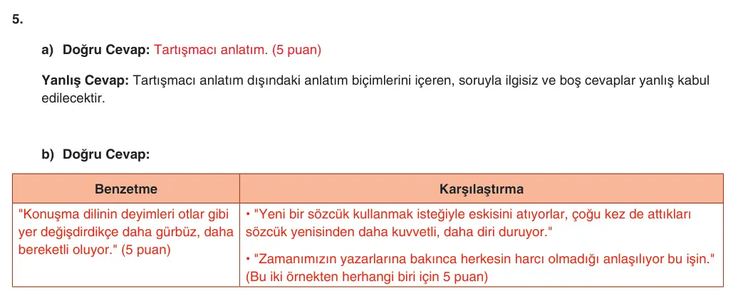 9. Sınıf Türk Dili ve Edebiyatı 2025-2026 1. Dönem 1. Yazılı 5. Soru (Yazılıya Hazırlanıyorum) resmi çözüm görseli