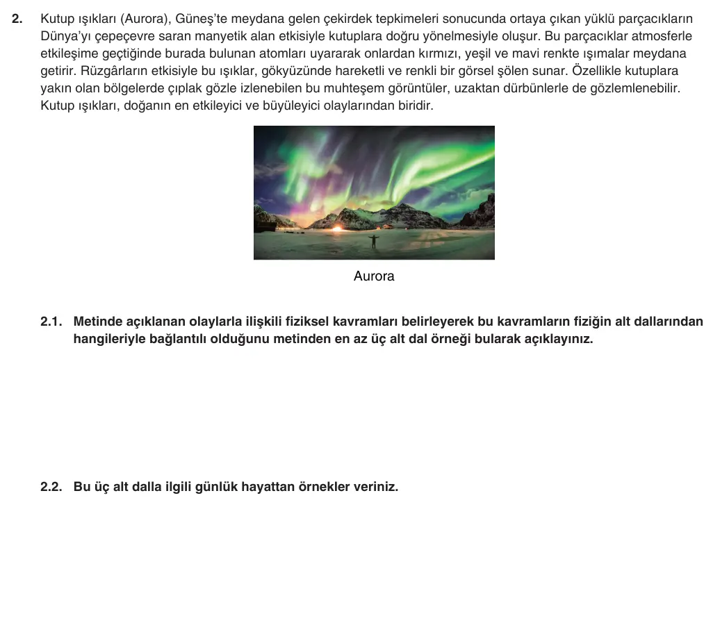 9. Sınıf Fizik 2025-2026 1. Dönem 1. Yazılı 2. Soru (Yazılıya Hazırlanıyorum) görseli