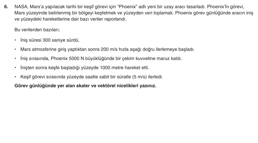 9. Sınıf Fizik 2025-2026 1. Dönem 1. Yazılı 6. Soru (Yazılıya Hazırlanıyorum) görseli (1/2)