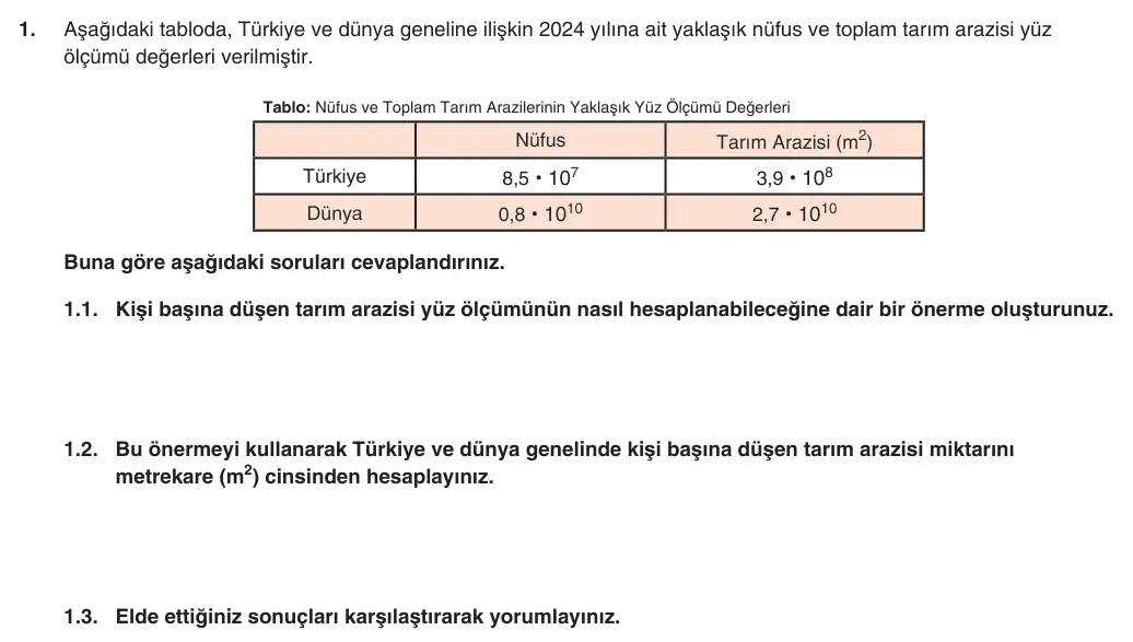 9. Sınıf Matematik 2025-2026 1. Dönem 1. Yazılı 1. Soru (Yazılıya Hazırlanıyorum) görseli
