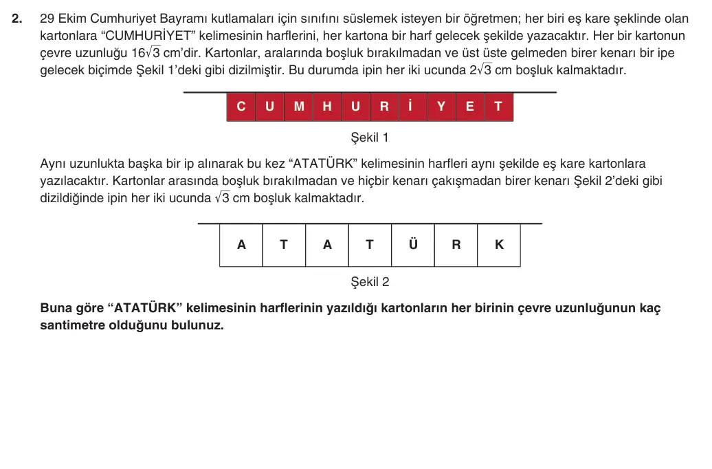 9. Sınıf Matematik 2025-2026 1. Dönem 1. Yazılı 2. Soru (Yazılıya Hazırlanıyorum) görseli