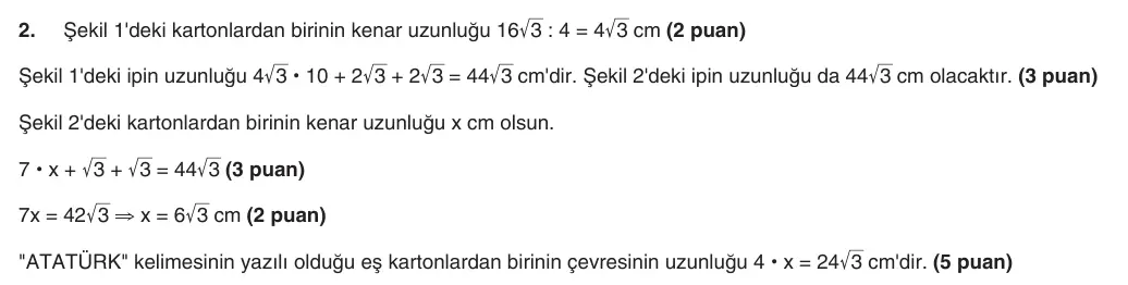 9. Sınıf Matematik 2025-2026 1. Dönem 1. Yazılı 2. Soru (Yazılıya Hazırlanıyorum) resmi çözüm görseli