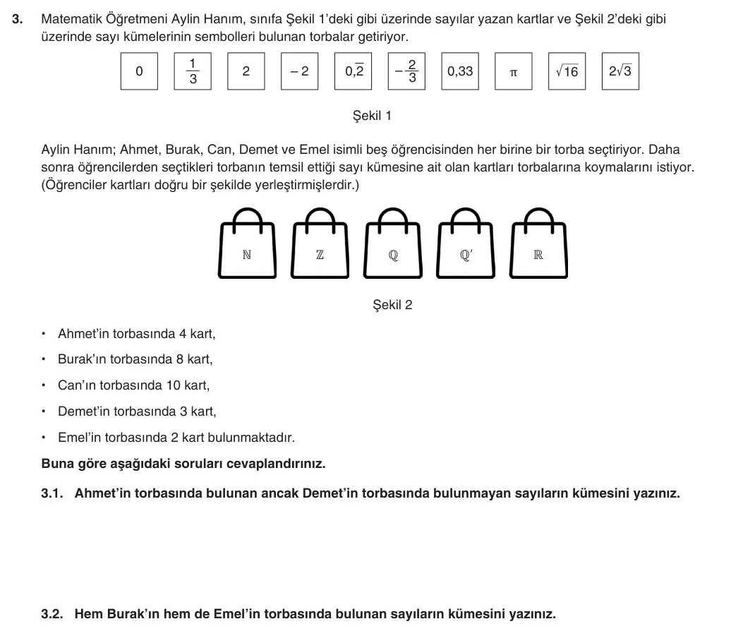 9. Sınıf Matematik 2025-2026 1. Dönem 1. Yazılı 3. Soru (Yazılıya Hazırlanıyorum) görseli