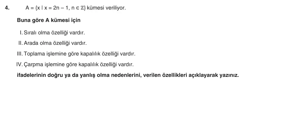 9. Sınıf Matematik 2025-2026 1. Dönem 1. Yazılı 4. Soru (Yazılıya Hazırlanıyorum) görseli