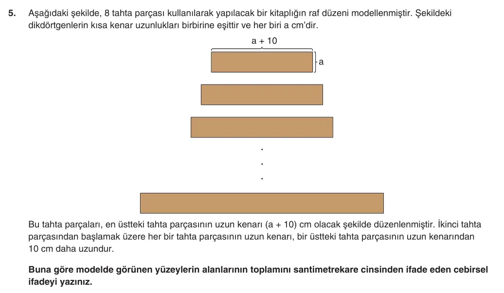 9. Sınıf Matematik 2025-2026 1. Dönem 1. Yazılı 5. Soru (Yazılıya Hazırlanıyorum) görseli