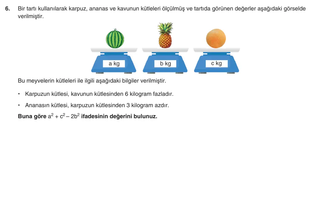 9. Sınıf Matematik 2025-2026 1. Dönem 1. Yazılı 6. Soru (Yazılıya Hazırlanıyorum) görseli (1/2)