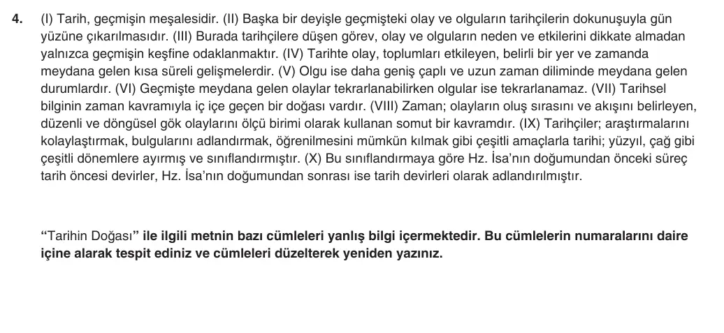 9. Sınıf Tarih 2025-2026 1. Dönem 1. Yazılı 4. Soru (Yazılıya Hazırlanıyorum) görseli
