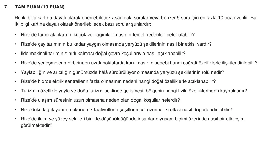 10. Sınıf Coğrafya 2025-2026 1. Dönem 2. Yazılı 7. Soru (Yazılıya Hazırlanıyorum) resmi çözüm görseli (1/2)