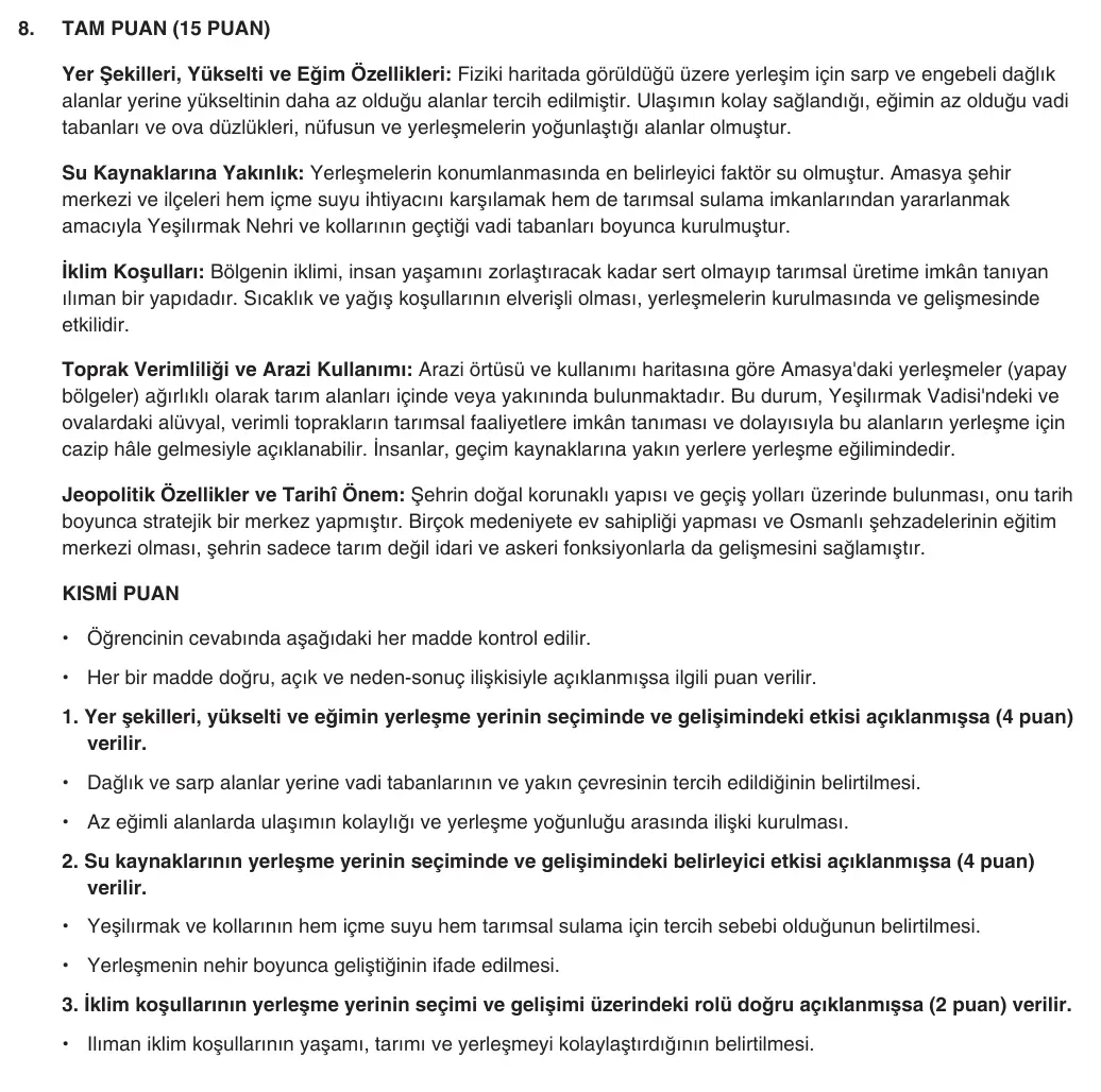 10. Sınıf Coğrafya 2025-2026 1. Dönem 2. Yazılı 8. Soru (Yazılıya Hazırlanıyorum) resmi çözüm görseli (1/2)