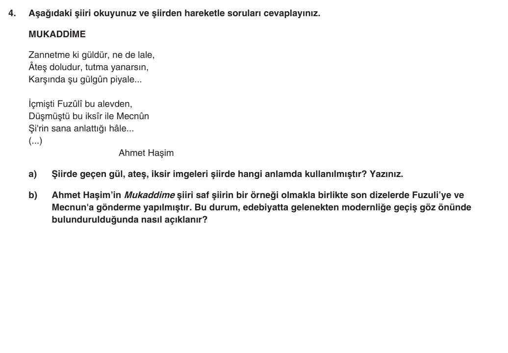 10. Sınıf Türk Dili ve Edebiyatı 2025-2026 1. Dönem 2. Yazılı 4. Soru (Yazılıya Hazırlanıyorum) görseli