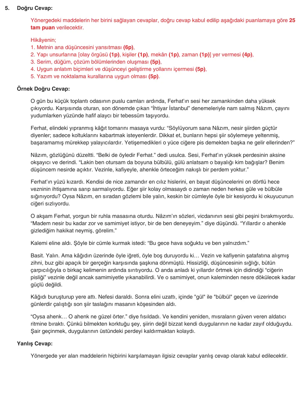 10. Sınıf Türk Dili ve Edebiyatı 2025-2026 1. Dönem 2. Yazılı 5. Soru (Yazılıya Hazırlanıyorum) resmi çözüm görseli