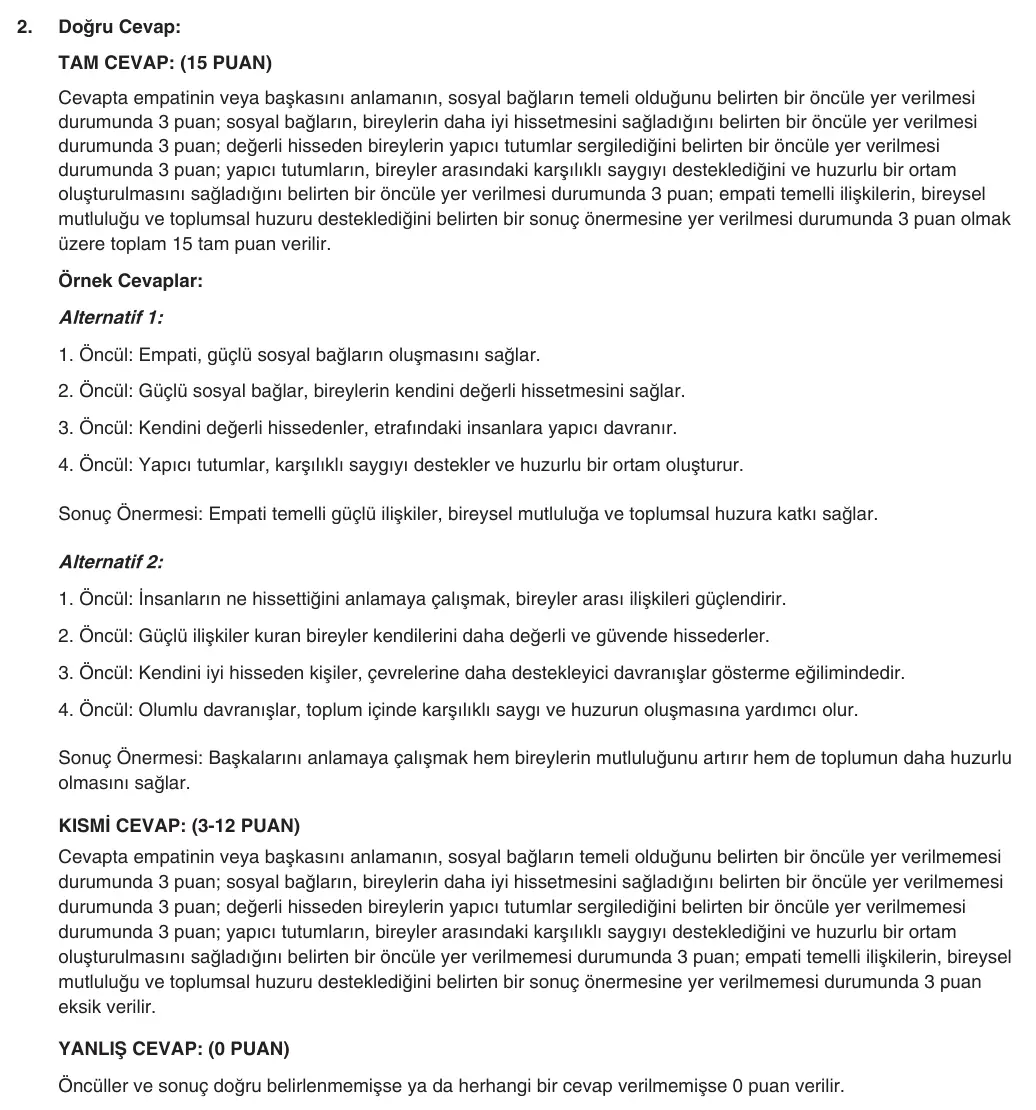 10. Sınıf Felsefe 2025-2026 1. Dönem 2. Yazılı 2. Soru (Yazılıya Hazırlanıyorum) resmi çözüm görseli