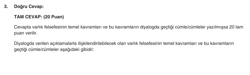 10. Sınıf Felsefe 2025-2026 1. Dönem 2. Yazılı 3. Soru (Yazılıya Hazırlanıyorum) resmi çözüm görseli (1/2)