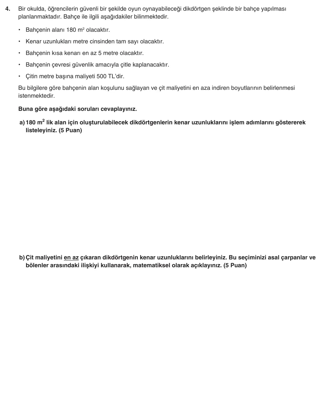 10. Sınıf Matematik 2025-2026 1. Dönem 2. Yazılı 4. Soru (Yazılıya Hazırlanıyorum) görseli