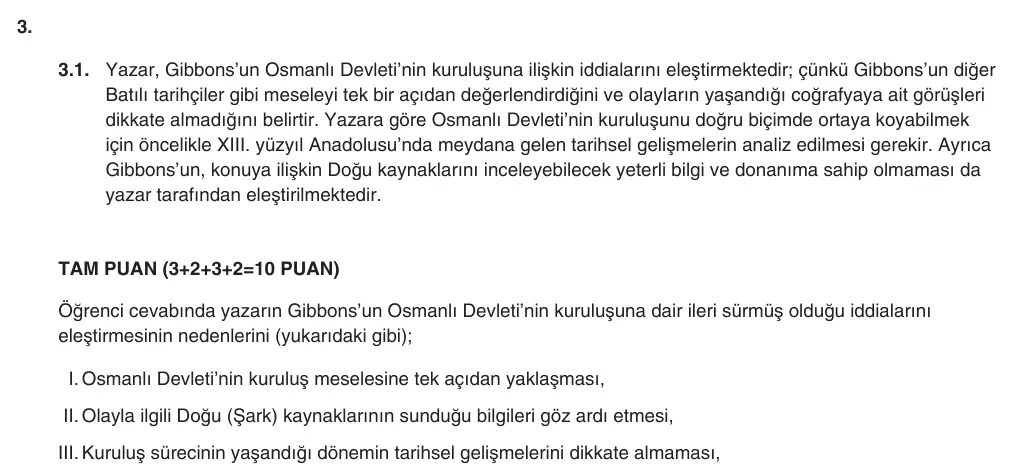 10. Sınıf Tarih 2025-2026 1. Dönem 2. Yazılı 3. Soru (Yazılıya Hazırlanıyorum) resmi çözüm görseli (1/3)