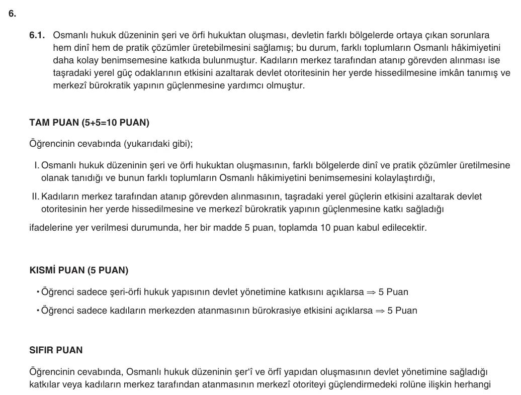 10. Sınıf Tarih 2025-2026 1. Dönem 2. Yazılı 6. Soru (Yazılıya Hazırlanıyorum) resmi çözüm görseli (1/2)