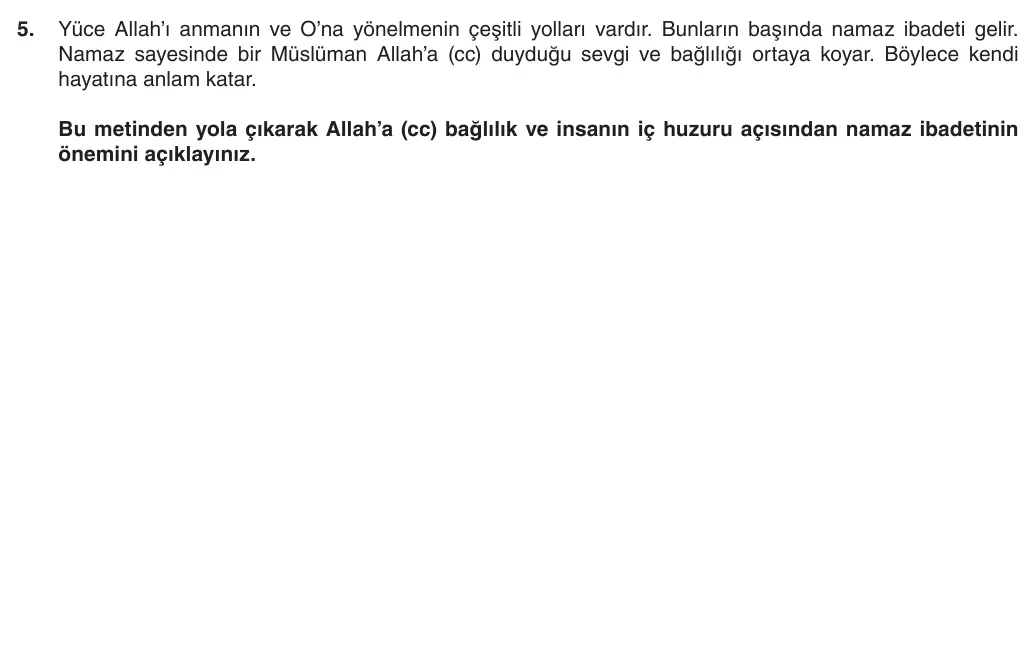 5. Sınıf Din Kültürü ve Ahlak Bilgisi 2025-2026 1. Dönem 2. Yazılı 5. Soru (Yazılıya Hazırlanıyorum) görseli
