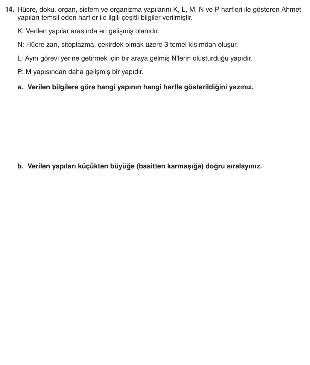 5. Sınıf Fen Bilimleri 2025-2026 1. Dönem 2. Yazılı 14. Soru (Yazılıya Hazırlanıyorum) görseli