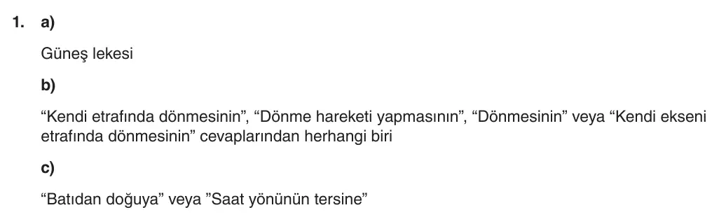 5. Sınıf Fen Bilimleri 2025-2026 1. Dönem 2. Yazılı 1. Soru (Yazılıya Hazırlanıyorum) resmi çözüm görseli