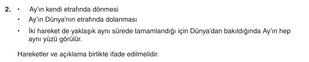 5. Sınıf Fen Bilimleri 2025-2026 1. Dönem 2. Yazılı 2. Soru (Yazılıya Hazırlanıyorum) resmi çözüm görseli