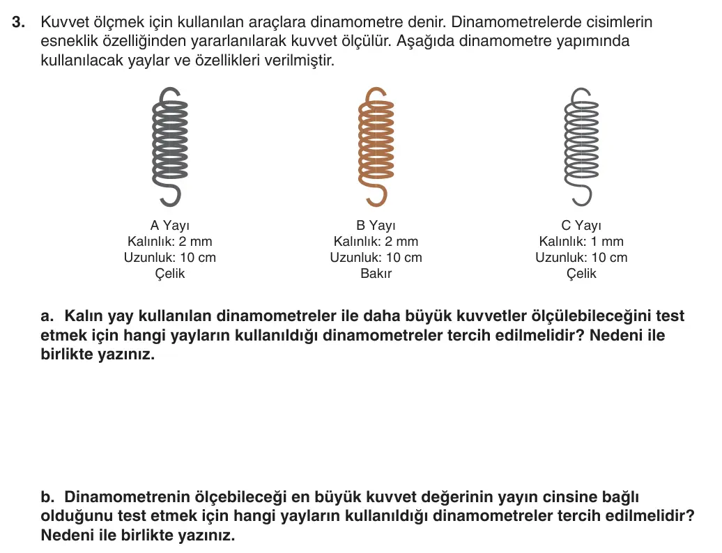5. Sınıf Fen Bilimleri 2025-2026 1. Dönem 2. Yazılı 3. Soru (Yazılıya Hazırlanıyorum) görseli