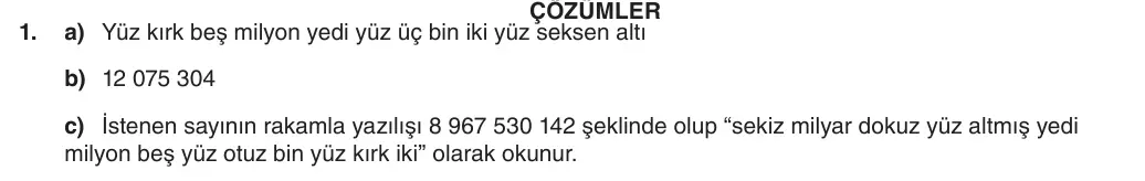 5. Sınıf Matematik 2025-2026 1. Dönem 2. Yazılı 1. Soru (Yazılıya Hazırlanıyorum) resmi çözüm görseli