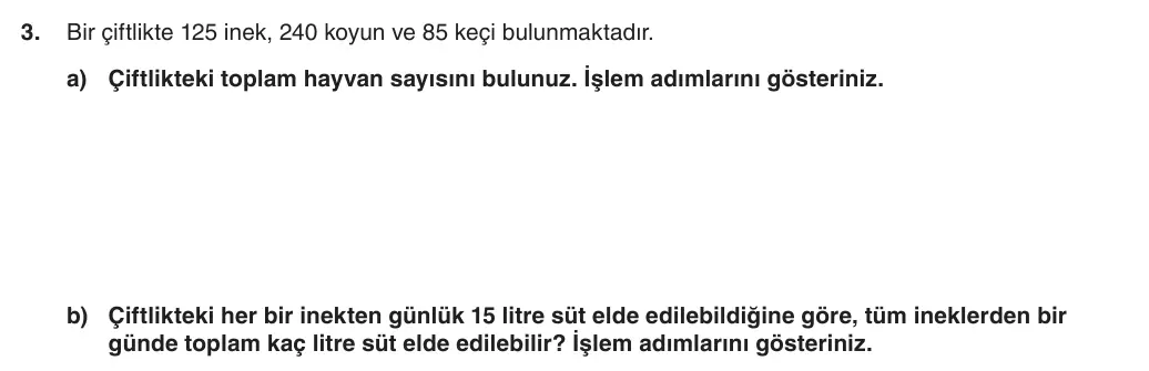 5. Sınıf Matematik 2025-2026 1. Dönem 2. Yazılı 3. Soru (Yazılıya Hazırlanıyorum) görseli