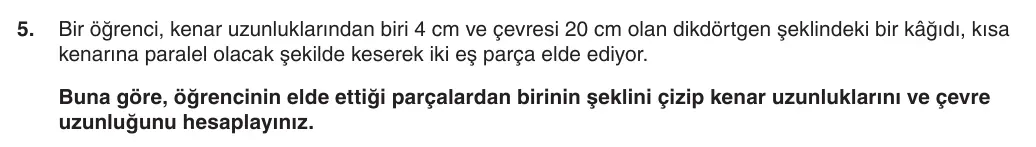 5. Sınıf Matematik 2025-2026 1. Dönem 2. Yazılı 5. Soru (Yazılıya Hazırlanıyorum) görseli