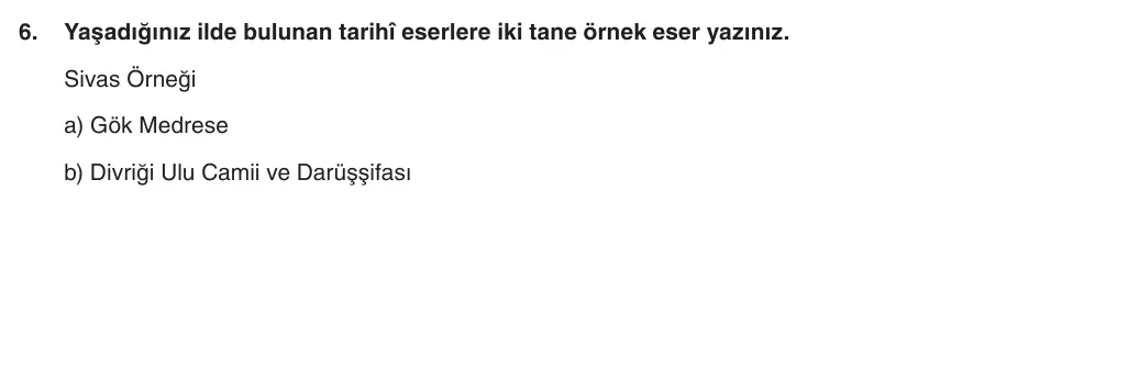 5. Sınıf Sosyal Bilgiler 2025-2026 1. Dönem 2. Yazılı 6. Soru (Yazılıya Hazırlanıyorum) resmi çözüm görseli