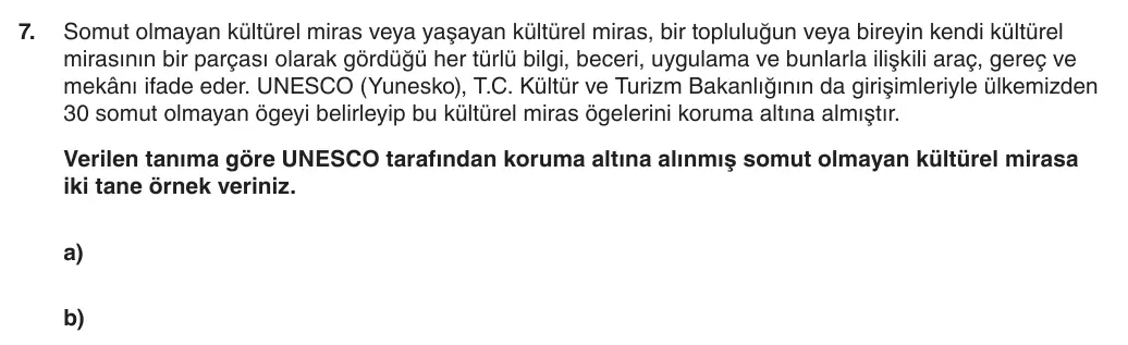 5. Sınıf Sosyal Bilgiler 2025-2026 1. Dönem 2. Yazılı 7. Soru (Yazılıya Hazırlanıyorum) görseli (1/2)