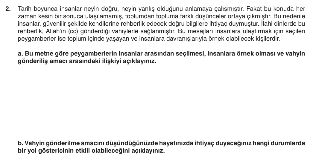 6. Sınıf Din Kültürü ve Ahlak Bilgisi 2025-2026 1. Dönem 2. Yazılı 2. Soru (Yazılıya Hazırlanıyorum) görseli