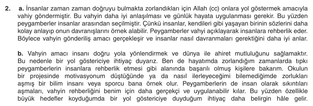 6. Sınıf Din Kültürü ve Ahlak Bilgisi 2025-2026 1. Dönem 2. Yazılı 2. Soru (Yazılıya Hazırlanıyorum) resmi çözüm görseli