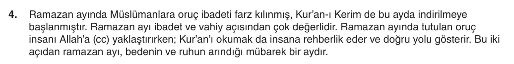 6. Sınıf Din Kültürü ve Ahlak Bilgisi 2025-2026 1. Dönem 2. Yazılı 4. Soru (Yazılıya Hazırlanıyorum) resmi çözüm görseli