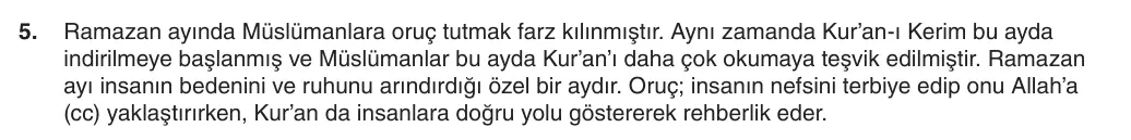 6. Sınıf Din Kültürü ve Ahlak Bilgisi 2025-2026 1. Dönem 2. Yazılı 5. Soru (Yazılıya Hazırlanıyorum) resmi çözüm görseli
