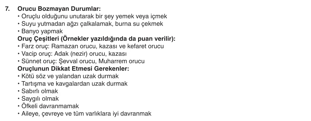 6. Sınıf Din Kültürü ve Ahlak Bilgisi 2025-2026 1. Dönem 2. Yazılı 7. Soru (Yazılıya Hazırlanıyorum) resmi çözüm görseli