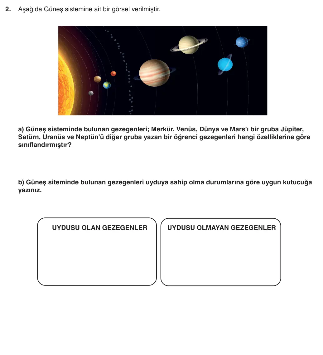 6. Sınıf Fen Bilimleri 2025-2026 1. Dönem 2. Yazılı 2. Soru (Yazılıya Hazırlanıyorum) görseli