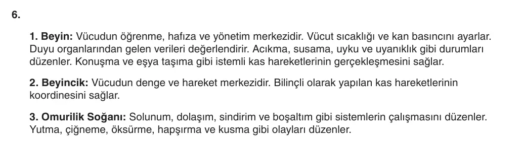 6. Sınıf Fen Bilimleri 2025-2026 1. Dönem 2. Yazılı 6. Soru (Yazılıya Hazırlanıyorum) resmi çözüm görseli