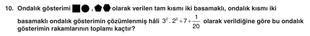 6. Sınıf Matematik 2025-2026 1. Dönem 2. Yazılı 10. Soru (Yazılıya Hazırlanıyorum) görseli