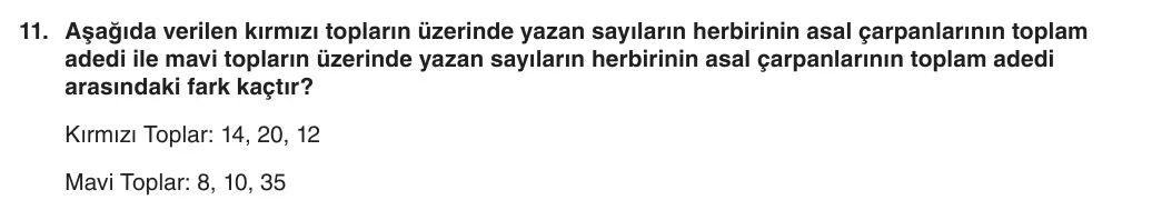 6. Sınıf Matematik 2025-2026 1. Dönem 2. Yazılı 11. Soru (Yazılıya Hazırlanıyorum) görseli