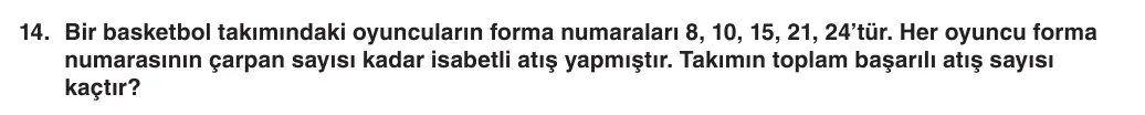 6. Sınıf Matematik 2025-2026 1. Dönem 2. Yazılı 14. Soru (Yazılıya Hazırlanıyorum) görseli
