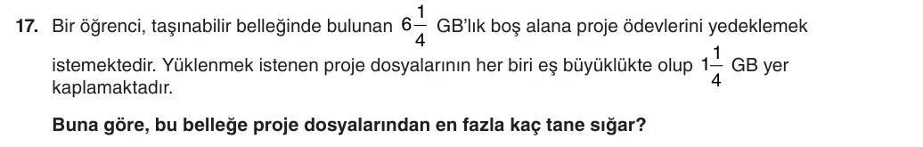6. Sınıf Matematik 2025-2026 1. Dönem 2. Yazılı 17. Soru (Yazılıya Hazırlanıyorum) görseli