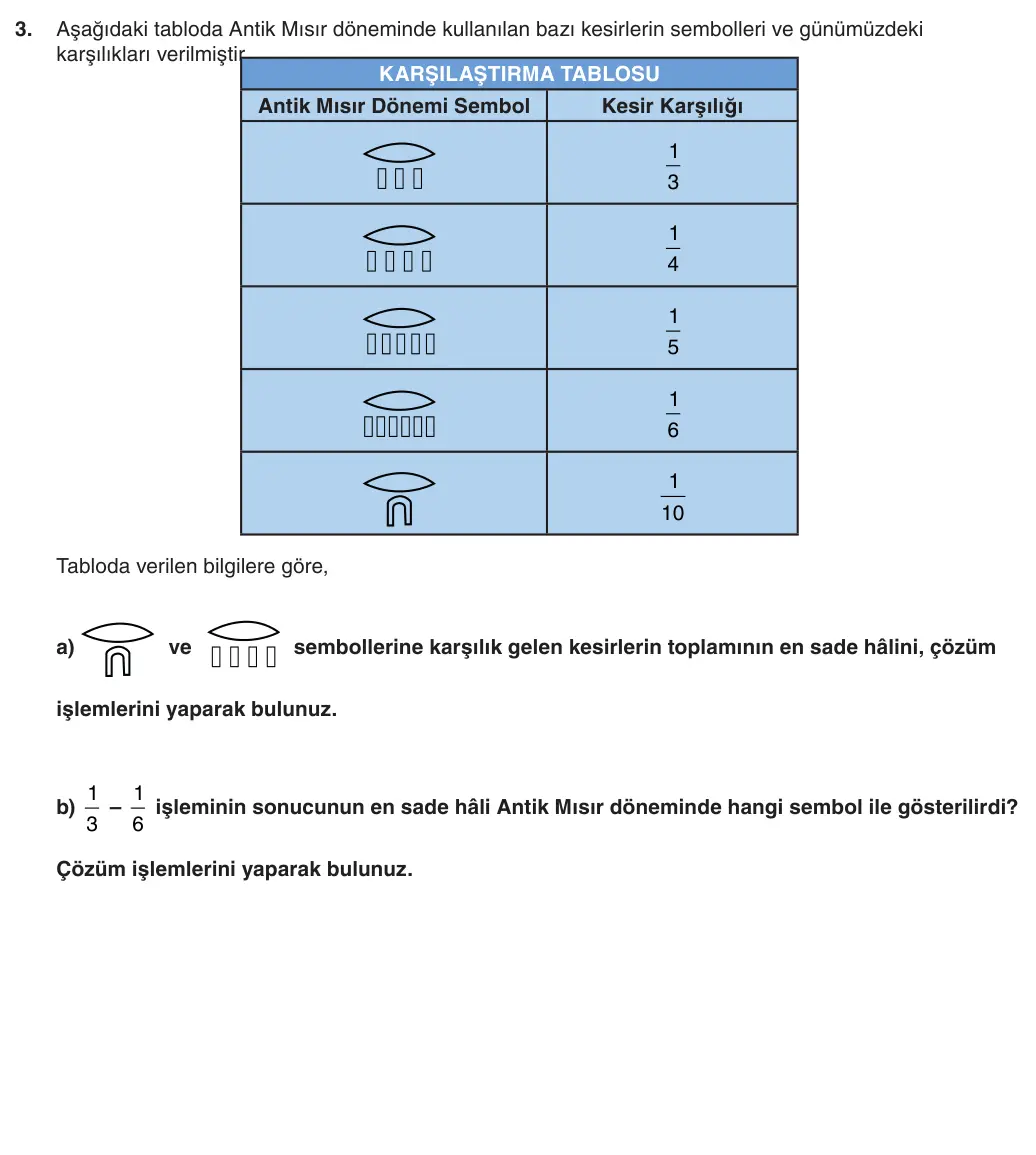 6. Sınıf Matematik 2025-2026 1. Dönem 2. Yazılı 3. Soru (Yazılıya Hazırlanıyorum) görseli