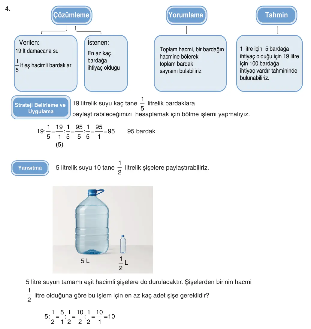 6. Sınıf Matematik 2025-2026 1. Dönem 2. Yazılı 4. Soru (Yazılıya Hazırlanıyorum) resmi çözüm görseli