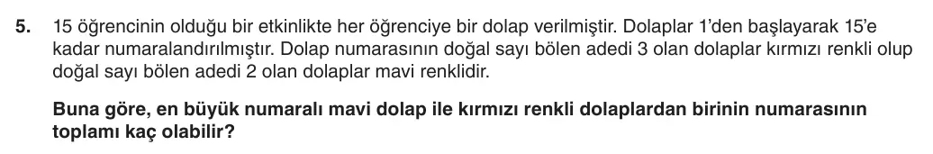6. Sınıf Matematik 2025-2026 1. Dönem 2. Yazılı 5. Soru (Yazılıya Hazırlanıyorum) görseli