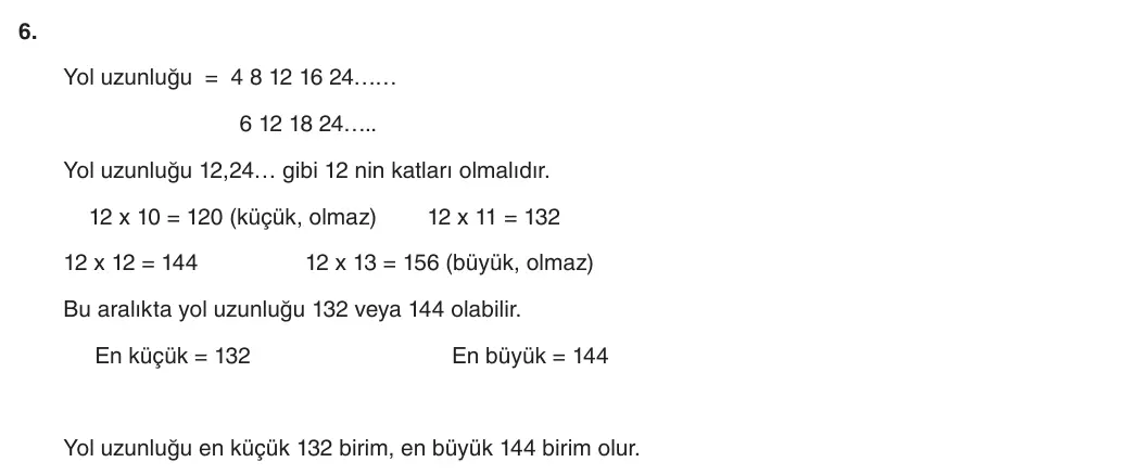 6. Sınıf Matematik 2025-2026 1. Dönem 2. Yazılı 6. Soru (Yazılıya Hazırlanıyorum) resmi çözüm görseli
